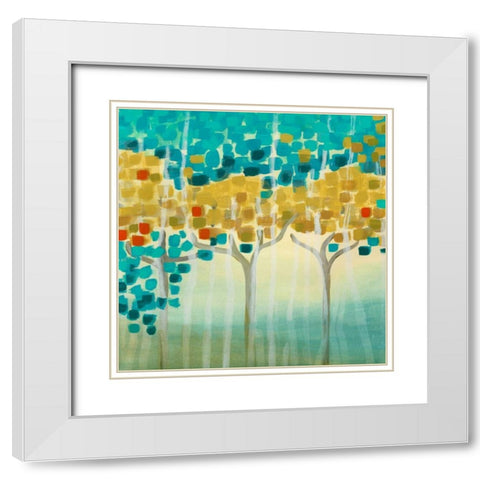 Forest Mosaic I White Modern Wood Framed Art Print with Double Matting by Vess, June Erica