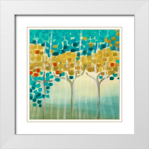 Forest Mosaic I White Modern Wood Framed Art Print with Double Matting by Vess, June Erica
