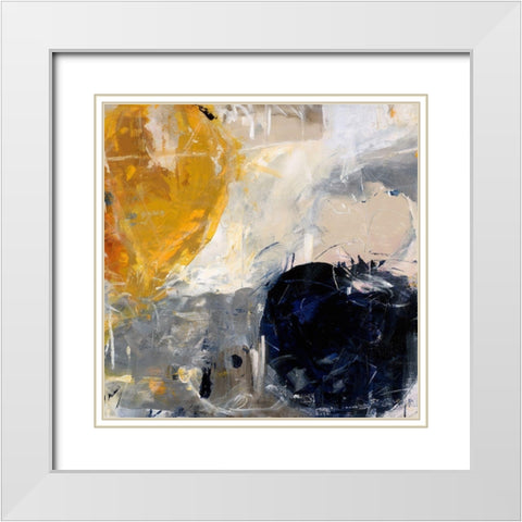Gold Grey and Blue White Modern Wood Framed Art Print with Double Matting by Maas, Jodi