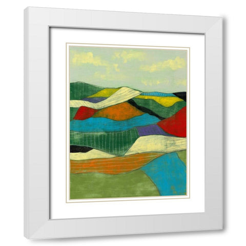 Patchwork Fields I White Modern Wood Framed Art Print with Double Matting by Goldberger, Jennifer