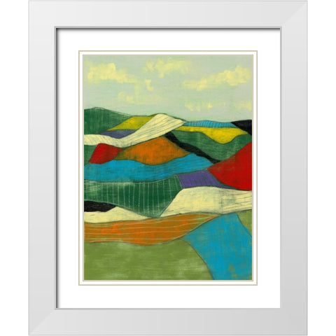 Patchwork Fields I White Modern Wood Framed Art Print with Double Matting by Goldberger, Jennifer