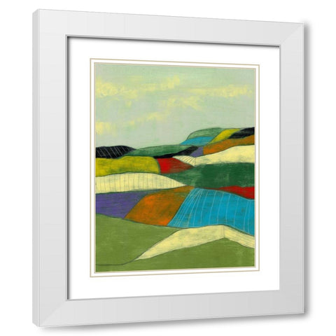 Patchwork Fields II White Modern Wood Framed Art Print with Double Matting by Goldberger, Jennifer