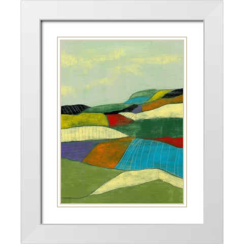 Patchwork Fields II White Modern Wood Framed Art Print with Double Matting by Goldberger, Jennifer