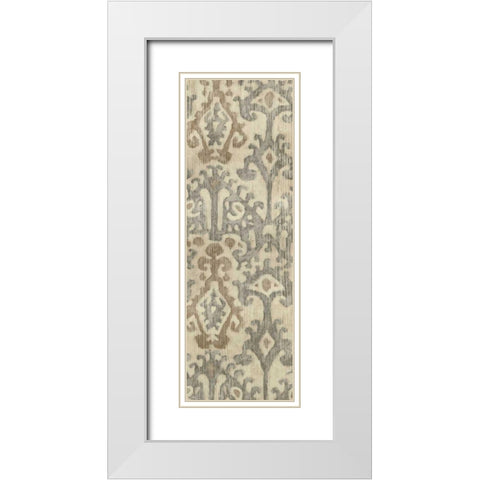 Linen Ikat I White Modern Wood Framed Art Print with Double Matting by Zarris, Chariklia