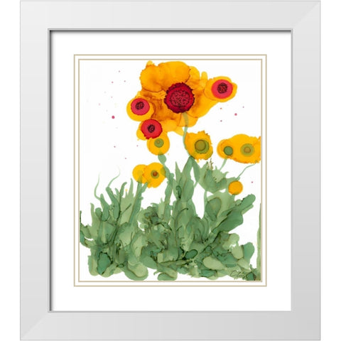 Poppy Whimsy I White Modern Wood Framed Art Print with Double Matting by Baynes, Cheryl