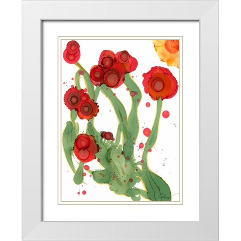 Poppy Whimsy III White Modern Wood Framed Art Print with Double Matting by Baynes, Cheryl