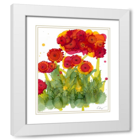 Poppy Whimsy IV White Modern Wood Framed Art Print with Double Matting by Baynes, Cheryl