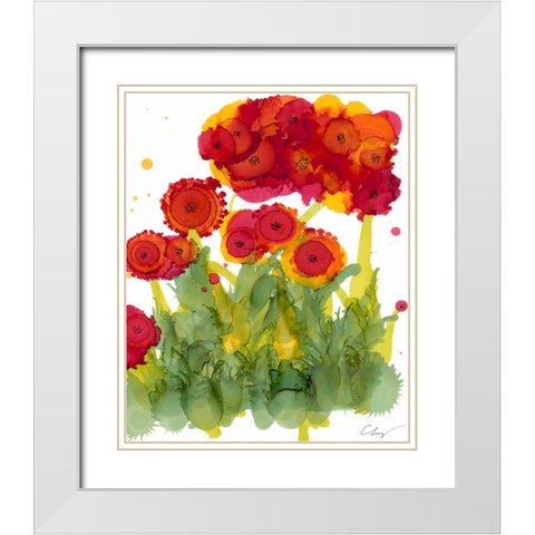 Poppy Whimsy IV White Modern Wood Framed Art Print with Double Matting by Baynes, Cheryl