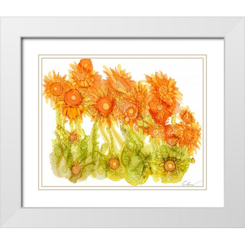 Sunlit Poppies I White Modern Wood Framed Art Print with Double Matting by Baynes, Cheryl