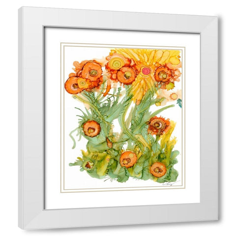 Sunlit Poppies III White Modern Wood Framed Art Print with Double Matting by Baynes, Cheryl