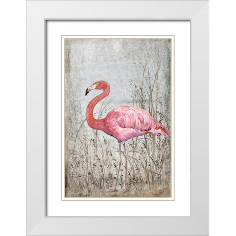 American Flamingo II White Modern Wood Framed Art Print with Double Matting by OToole, Tim