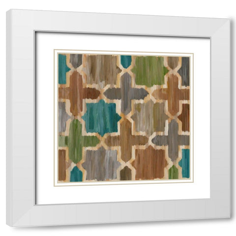 Ikat Symmetry II White Modern Wood Framed Art Print with Double Matting by Zarris, Chariklia