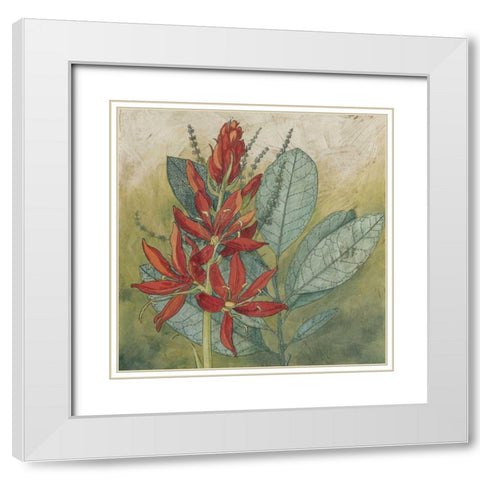 Crimson Tropical I White Modern Wood Framed Art Print with Double Matting by Meagher, Megan
