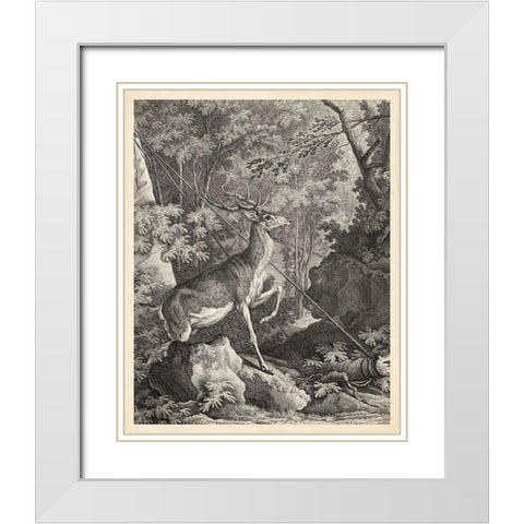 Woodland Deer VII White Modern Wood Framed Art Print with Double Matting by Ridinger