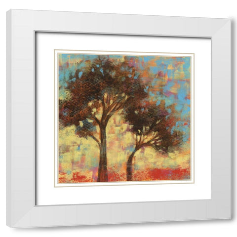 Kaleidoscope Trees II White Modern Wood Framed Art Print with Double Matting by Goldberger, Jennifer