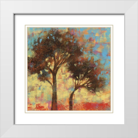 Kaleidoscope Trees II White Modern Wood Framed Art Print with Double Matting by Goldberger, Jennifer