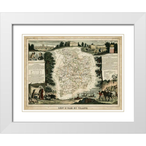 Atlas Nationale Illustre II White Modern Wood Framed Art Print with Double Matting by Levasseur, Victor