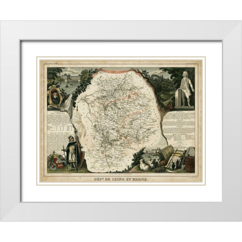 Atlas Nationale Illustre VI White Modern Wood Framed Art Print with Double Matting by Levasseur, Victor