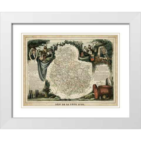 Atlas Nationale Illustre IX White Modern Wood Framed Art Print with Double Matting by Levasseur, Victor