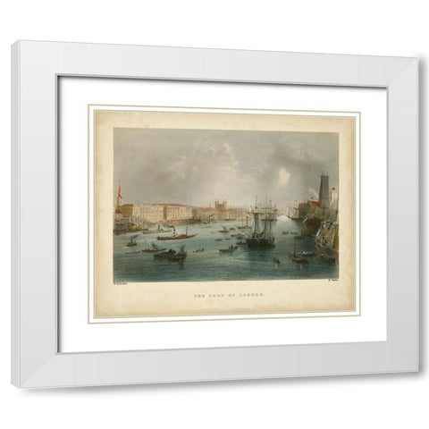 The Port of London White Modern Wood Framed Art Print with Double Matting by Bartlett, William H.