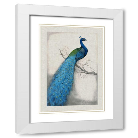 Custom Peacock Blue I (ASH) White Modern Wood Framed Art Print with Double Matting by OToole, Tim