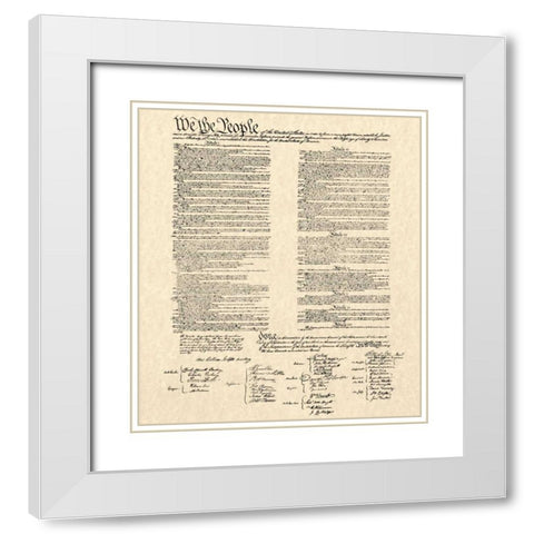 Constitution Document White Modern Wood Framed Art Print with Double Matting by Continental Congress