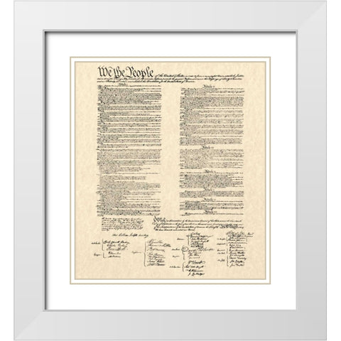 Constitution Document White Modern Wood Framed Art Print with Double Matting by Continental Congress