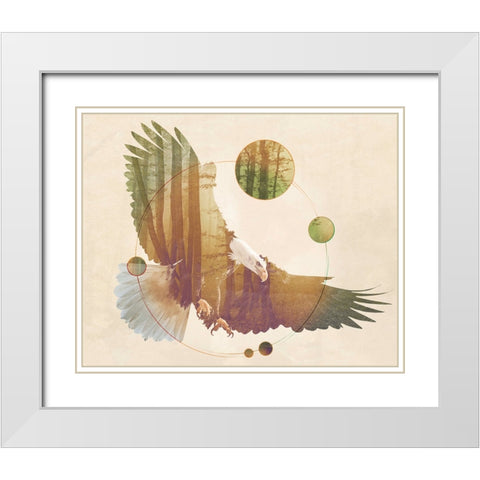 Double Exposure Wildlife Art - Eagle White Modern Wood Framed Art Print with Double Matting by Circle Art Group