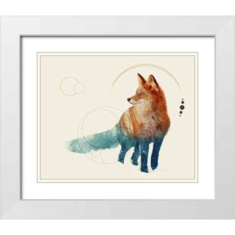 Fox Double Exposure Wildlife Art II White Modern Wood Framed Art Print with Double Matting by Circle Art Group