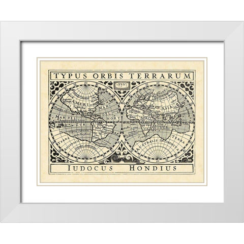 Vintage Maps I White Modern Wood Framed Art Print with Double Matting by Vision Studio