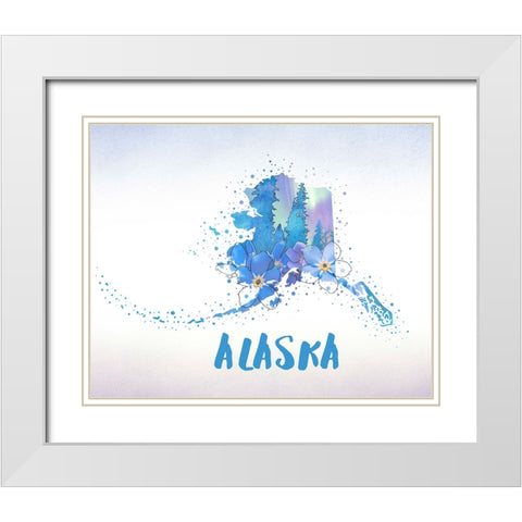Alaska State Flower (Forget-Me-Not) White Modern Wood Framed Art Print with Double Matting by Inner Circle