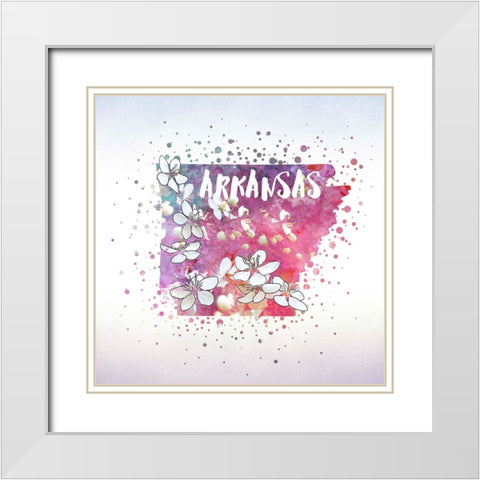 Arkansas State Flower (Apple Blossom) White Modern Wood Framed Art Print with Double Matting by Inner Circle