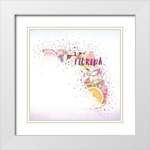 Florida State Flower (Orange Blossom) White Modern Wood Framed Art Print with Double Matting by Inner Circle