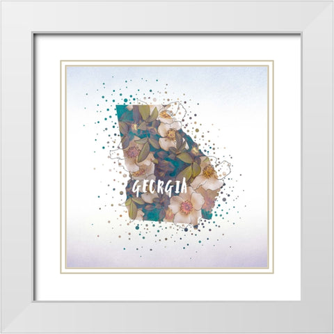 Georgia State Flower (Cherokee Rose) White Modern Wood Framed Art Print with Double Matting by Inner Circle