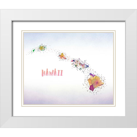 Hawaii State Flower (Hawaiian Hibiscus) White Modern Wood Framed Art Print with Double Matting by Inner Circle