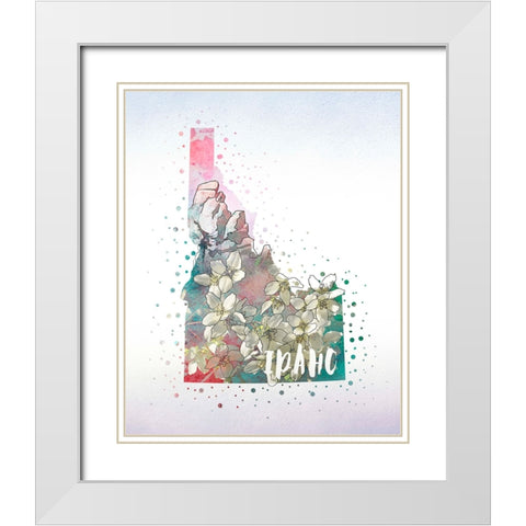 Idaho State Flower (Syringa) White Modern Wood Framed Art Print with Double Matting by Inner Circle