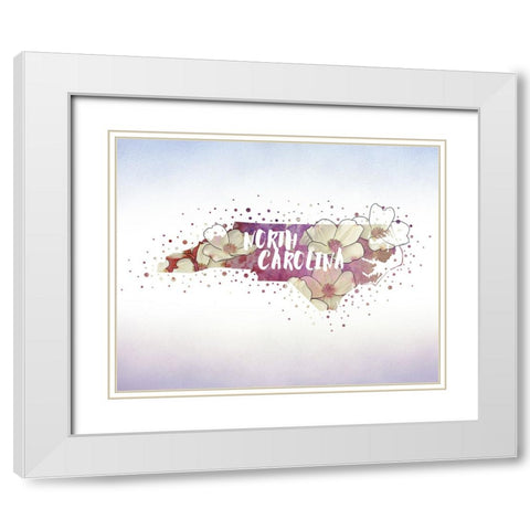 North Carolina State Flower (American Dogwood) White Modern Wood Framed Art Print with Double Matting by Inner Circle