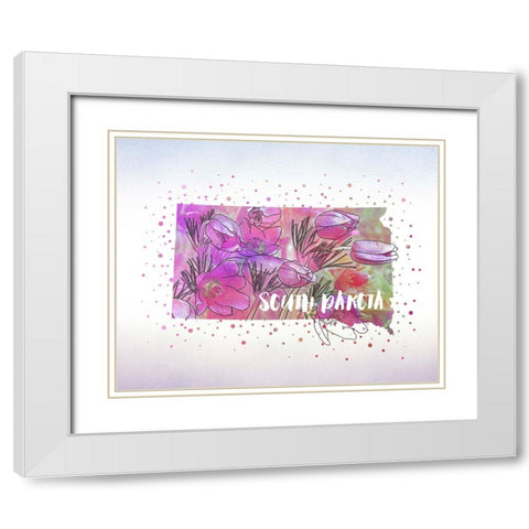 South Dakota State Flower (American Pasque) White Modern Wood Framed Art Print with Double Matting by Inner Circle