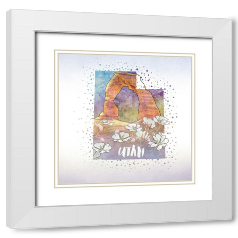 Utah State Flower (Sego Lily) White Modern Wood Framed Art Print with Double Matting by Inner Circle
