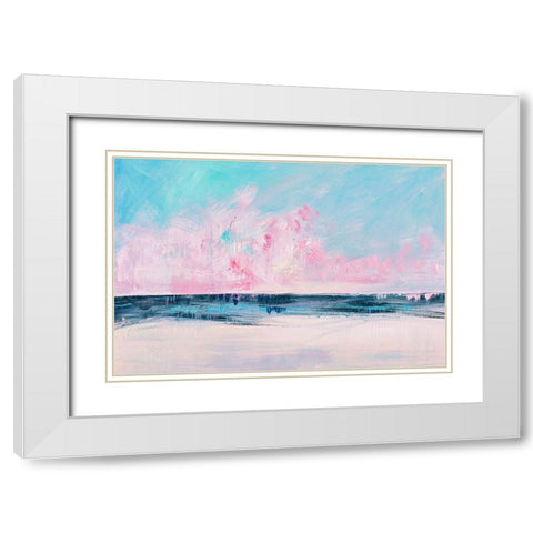 Pink Sunset Over the Shore I White Modern Wood Framed Art Print with Double Matting by Circle Art Group