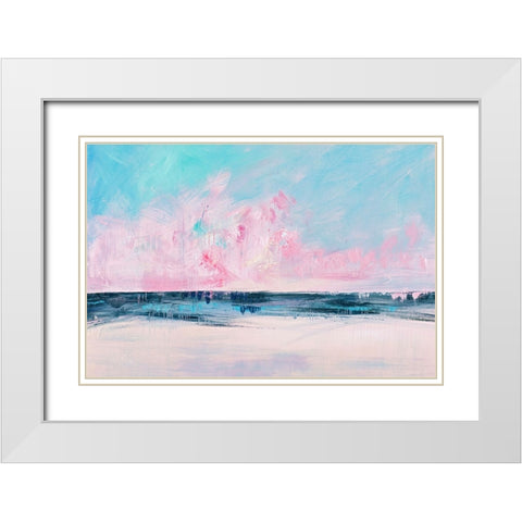 Pink Sunset Over the Shore I White Modern Wood Framed Art Print with Double Matting by Circle Art Group
