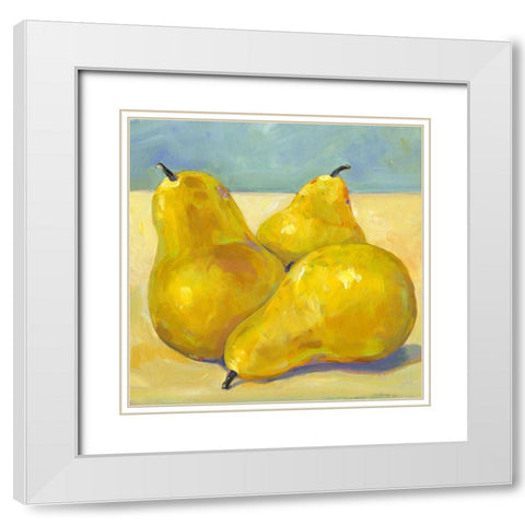 Tres Pears White Modern Wood Framed Art Print with Double Matting by OToole, Tim