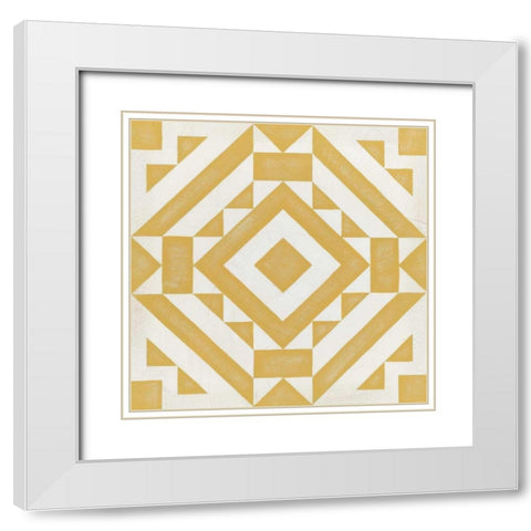 Modern Quilt III White Modern Wood Framed Art Print with Double Matting by Vess, June Erica