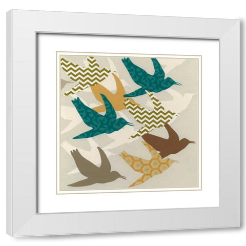 Patterned Flock I White Modern Wood Framed Art Print with Double Matting by Vess, June Erica