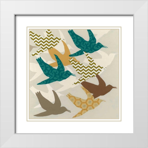 Patterned Flock I White Modern Wood Framed Art Print with Double Matting by Vess, June Erica