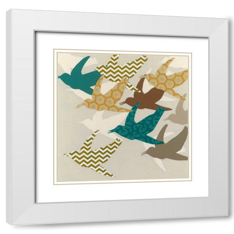 Patterned Flock II White Modern Wood Framed Art Print with Double Matting by Vess, June Erica