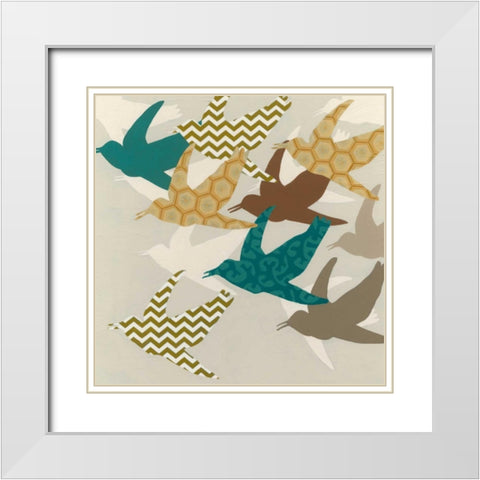 Patterned Flock II White Modern Wood Framed Art Print with Double Matting by Vess, June Erica