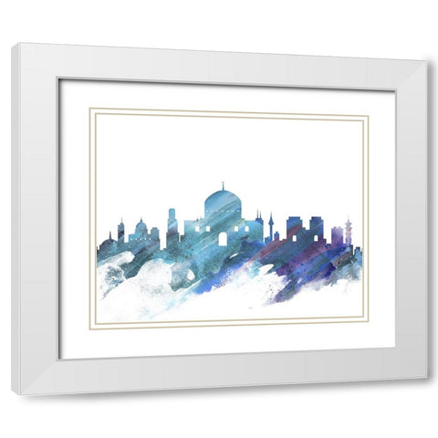 Jerusalem Watercolor Cityscape II White Modern Wood Framed Art Print with Double Matting by Circle Art Group