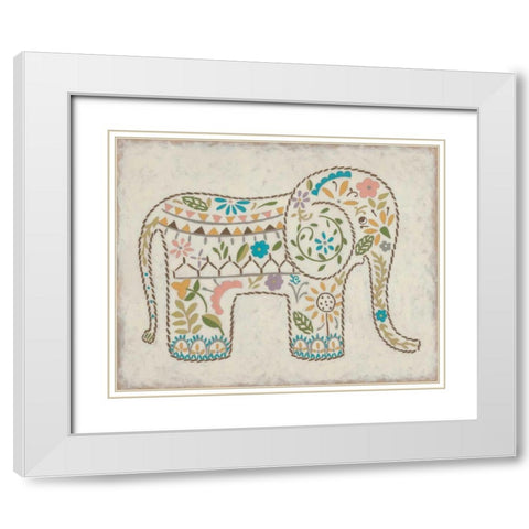 Laurels Elephant I White Modern Wood Framed Art Print with Double Matting by Zarris, Chariklia