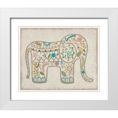 Laurels Elephant I White Modern Wood Framed Art Print with Double Matting by Zarris, Chariklia